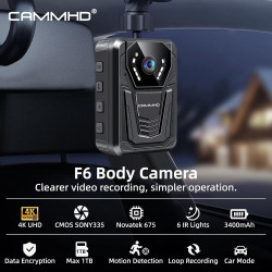 CAMMHD F6 32G 4K Camera Pieton 3400mAh 12H Body Cam 2160P H.265 Vision Nocturne Enregistrement en Boucle Camera Corporelle pour 