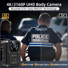 CAMMHD 4K Camera Pieton F6 128G 3400mAh 12H Body Cam 2160P H.265 Vision Nocturne Enregistrement en Boucle Camera Corporelle pour