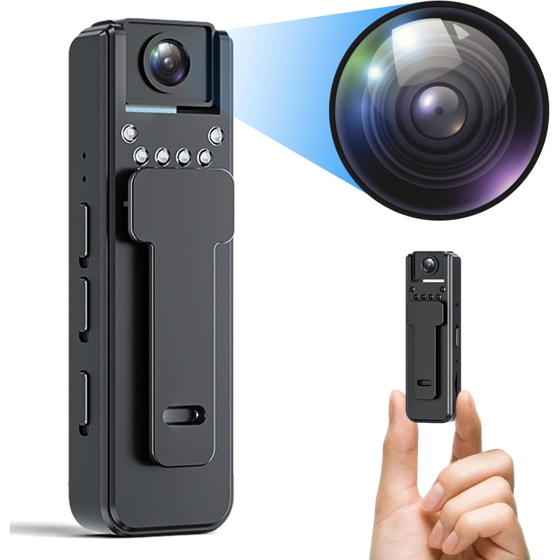 Caméra corporelle 1080p Full HD portable Vision nocturne Enregistrement en boucle Clip arrière pour voyage Enregistrement de con