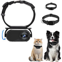 Fockety collier de caméra pour chat, caméra de collier de chien sans fil hd 1080p avec enregistrements vidéo, mini caméra corpor