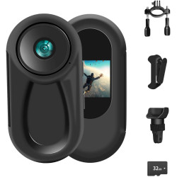 Caméra d'action 360 ° 1080P magnétique de poche pour le pouce grand angle 120° pour moto Bodycam Prise en charge de la vision no