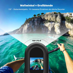 Caméra d'action 360 ° 1080P magnétique de poche pour le pouce grand angle 120° pour moto Bodycam Prise en charge de la vision no
