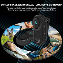Caméra d'action 360 ° 1080P magnétique de poche pour le pouce grand angle 120° pour moto Bodycam Prise en charge de la vision no
