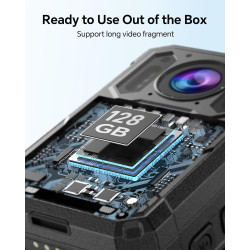 BOBLOV KJ23PRO 2K Caméras de Corps, 128 Go intégrée avec Vision Nocturne, Batterie 4000 mAh pour 15 Heures d'enregistrement, IP6