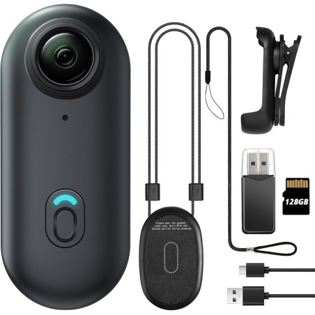 Meoilkolnm Mini caméra corporelle 4K 128 Go, caméra d'action portable, taille du pouce, enregistrement mains libres, caméscope p