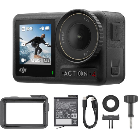 Bundle DJI Osmo Action 4 Essentiel - Caméra d’Action étanche 4K/120 IPS avec capteur 1/1,3 Pouce, des Images saisissantes en Bas