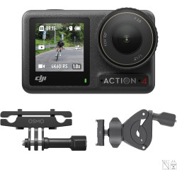 Bundle DJI Osmo Action 4 Cyclisme sur Route - Cam. de vélo avec dragonne 360° pour Cyclistes, capteur 1/1,3'', img. étonnante en