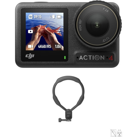 DJI Bundle Osmo Action 4 Pêche - Caméra d’Action étanche 4K/120 IPS avec FOV Ultra Large 155º, 2 Heures 30 Min d’autonomie, D-Lo