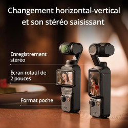 DJI Osmo Pocket 3, digital camera vlog CMOS 1'' et Vidéo 4K/120 ips, Stabilisation à 3 axes, MAP rapide,Suivi Facial/Objets,Écra