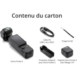 DJI Osmo Pocket 3, digital camera vlog CMOS 1'' et Vidéo 4K/120 ips, Stabilisation à 3 axes, MAP rapide,Suivi Facial/Objets,Écra