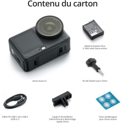 DJI Bundle Essentiel Osmo Action 6, caméra d’Action avec capteur carré 1/1,1″, Ouverture Variable, résistante au Froid, 4 h de B