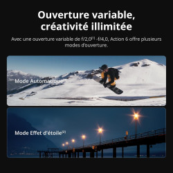 DJI Bundle Optimisé Osmo Action 6, caméra d’Action avec capteur carré 1/1,1″, Ouverture Variable, autonomie de la Batterie prolo