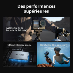 DJI Bundle Optimisé Osmo Action 6, caméra d’Action avec capteur carré 1/1,1″, Ouverture Variable, autonomie de la Batterie prolo