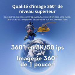 Bundle Standard DJI Osmo 360, caméra 360 avec imagerie 360° de 1 Pouce, vidéo 360° en 8K Native, Photo 360° en 120 MP, étanche, 
