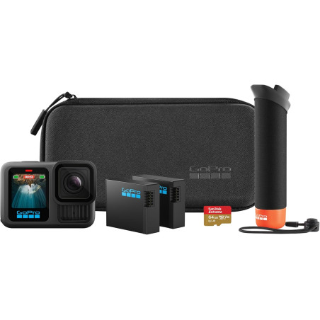Gopro ensemble d'accessoires hero13 noir – comprend le manipulateur (poignée flottante), 2 batteries enduro, une carte microsd s