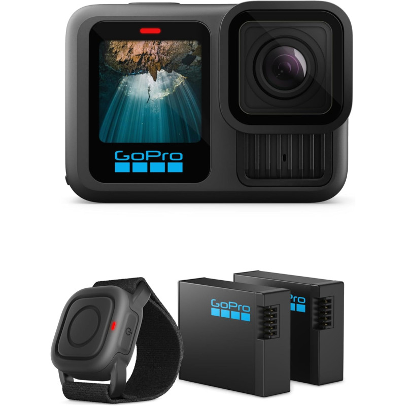 Gopro pack d'action hero13 noir (exclusivité amazon) - comprend 2 batteries enduro et une télécommande étanche