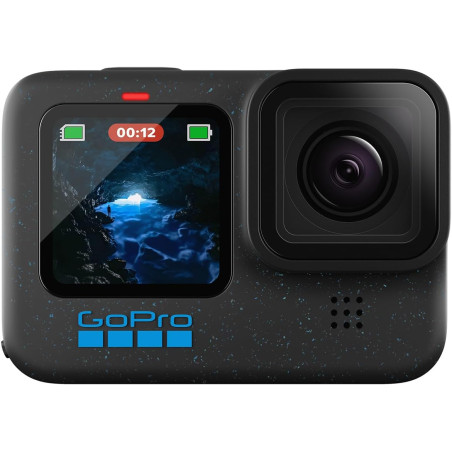 Gopro hero12 noir - caméra d'action étanche avec vidéo ultra hd 5.3k60, photos 27mp, hdr, capteur d'image 1/1.9", diffusion en d