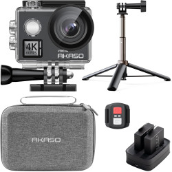 AKASO V50 Elite Caméra Sport 4K 60FPS Kit de Perche à Selfie- Comprend 20MP Camera Sport Etanche avec Trépied Selfie Stick de 60