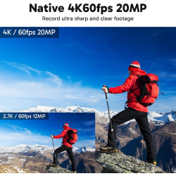 AKASO V50 Elite Caméra Sport 4K 60FPS Kit de Perche à Selfie- Comprend 20MP Camera Sport Etanche avec Trépied Selfie Stick de 60