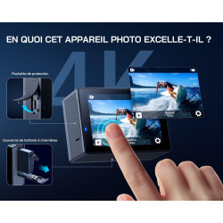 WOLFANG GA300 Caméra Action 4K, Étanche 40m avec Carte Mémoire 32 Go, WiFi 60FPS 24MP, Zoom 8X + Grand Angle 170° EIS, Télécomma