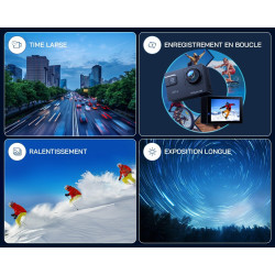 WOLFANG GA300 Caméra Action 4K, Étanche 40m avec Carte Mémoire 32 Go, WiFi 60FPS 24MP, Zoom 8X + Grand Angle 170° EIS, Télécomma