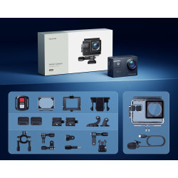 WOLFANG GA300 Caméra Action 4K, Étanche 40m avec Carte Mémoire 32 Go, WiFi 60FPS 24MP, Zoom 8X + Grand Angle 170° EIS, Télécomma