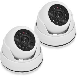 kwmobile Caméra de Surveillance Factice - Lot 2X Fausse Caméra CCTV avec LED Sécurité Maison ou Magasin - Dôme Dissuasif pour In