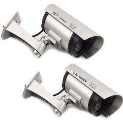 GC GLOBALCOMMERCE Kit de 2 caméras Fausses de Surveillance pour Usage extérieur avec LED Rouge Clignotant Design Professionnel