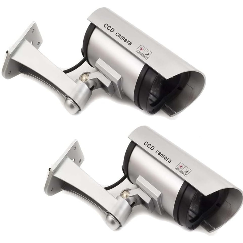 GC GLOBALCOMMERCE Kit de 2 caméras Fausses de Surveillance pour Usage extérieur avec LED Rouge Clignotant Design Professionnel