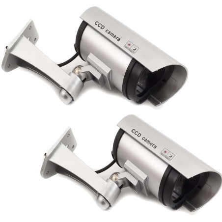 GC GLOBALCOMMERCE Kit de 2 caméras Fausses de Surveillance pour Usage extérieur avec LED Rouge Clignotant Design Professionnel