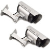 GC GLOBALCOMMERCE Kit de 2 caméras Fausses de Surveillance pour Usage extérieur avec LED Rouge Clignotant Design Professionnel