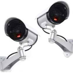 GC GLOBALCOMMERCE Kit de 2 caméras Fausses de Surveillance pour Usage extérieur avec LED Rouge Clignotant Design Professionnel