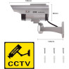 ERWEY 4Pcs Caméra Factice Intérieur Extérieur Solaire, Étanche, Fausse Caméra de Surveillance CCTV avec Lumière LED Rouge Cligno