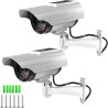 Lot de 2 caméras factices solaires, caméra de surveillance factice avec lumière LED clignotante, caméra de sécurité CCTV, caméra