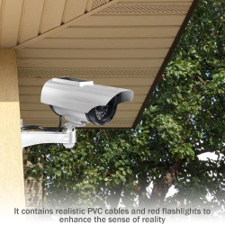 Lot de 2 caméras factices solaires, caméra de surveillance factice avec lumière LED clignotante, caméra de sécurité CCTV, caméra
