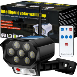 Retoo Caméra de Surveillance Factice avec Lampe Solaire LED, Fausse Caméra CCTV avec Panneau Solaire, Extérieur, Caméra de Sécur