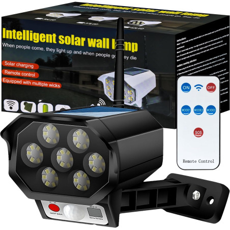 Retoo Caméra de Surveillance Factice avec Lampe Solaire LED, Fausse Caméra CCTV avec Panneau Solaire, Extérieur, Caméra de Sécur
