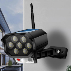 Retoo Caméra de Surveillance Factice avec Lampe Solaire LED, Fausse Caméra CCTV avec Panneau Solaire, Extérieur, Caméra de Sécur