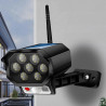 Retoo Caméra de Surveillance Factice avec Lampe Solaire LED, Fausse Caméra CCTV avec Panneau Solaire, Extérieur, Caméra de Sécur