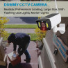 Justop - Caméra de vidéosurveillance factice, alimentée par panneau solaire, avec projecteurs de sécurité LED et détecteur de mo