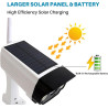 Justop - Caméra de vidéosurveillance factice, alimentée par panneau solaire, avec projecteurs de sécurité LED et détecteur de mo