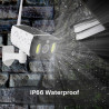 Justop - Caméra de vidéosurveillance factice, alimentée par panneau solaire, avec projecteurs de sécurité LED et détecteur de mo