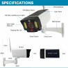 Justop - Caméra de vidéosurveillance factice, alimentée par panneau solaire, avec projecteurs de sécurité LED et détecteur de mo