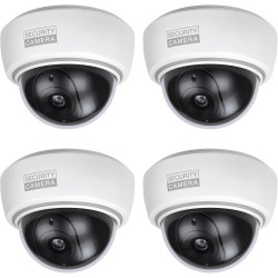 BASI | Lot de 4 caméras factice avec lumière LED clignotante | Caméra factice | Caméra de surveillance pour l'intérieur et l'ext