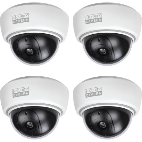 BASI | Lot de 4 caméras factice avec lumière LED clignotante | Caméra factice | Caméra de surveillance pour l'intérieur et l'ext
