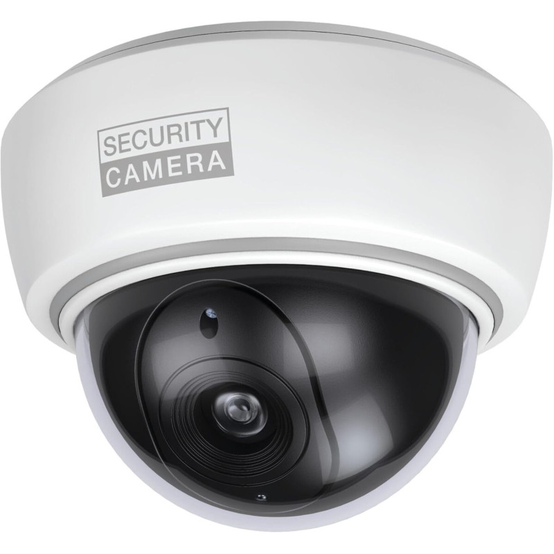 BASI Caméra dôme factice avec lumière LED clignotante | Caméra factice | Caméra de surveillance pour l'intérieur et l'extérieur 