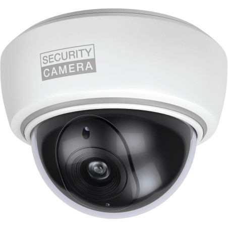 BASI Caméra dôme factice avec lumière LED clignotante | Caméra factice | Caméra de surveillance pour l'intérieur et l'extérieur 