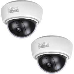 BASI | Lot de 2 caméras dôme factice avec lumière LED clignotante | Caméra factice | Caméra de surveillance pour l'intérieur et 