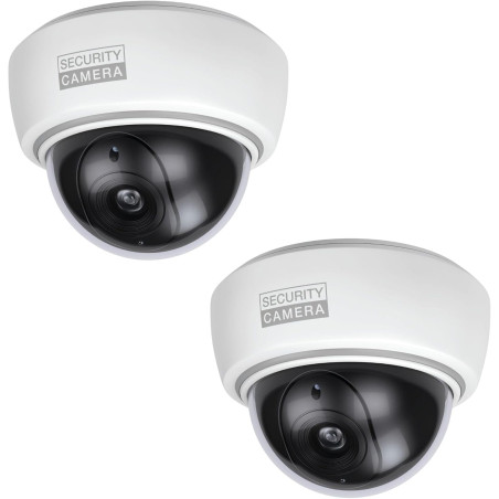 BASI | Lot de 2 caméras dôme factice avec lumière LED clignotante | Caméra factice | Caméra de surveillance pour l'intérieur et 