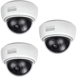 BASI | Lot de 3 caméras factice avec lumière LED clignotante | Caméra factice | Caméra de surveillance pour l'intérieur et l'ext